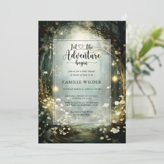 魅惑の森の冒険が赤ちゃんのシャワーを始める 招待状 (スタンド正面)