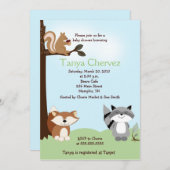 魅惑の森の動物ウッドランド赤ちゃんシャワー5 x 7 招待状 (正面/裏面)