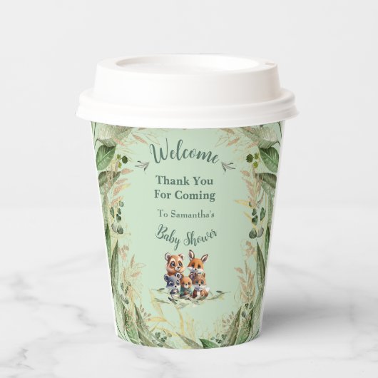 魅惑の森の友人ベビーシャワー 紙コップ (正面)