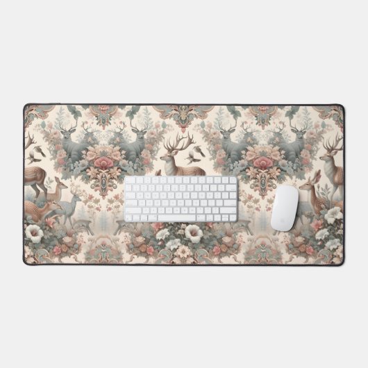 魅惑の森の囁き声:ビクトリアン野生生物 デスクマット (キーボード&マウス)