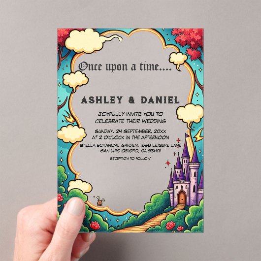 魅惑の森の城の森の森の妖精結婚物語 アクリル招待状 (インサイチュ (ポータブル))