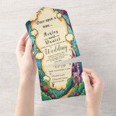 魅惑の森の城の森の森の妖精結婚物語 オールインワン招待状 (貼ってはがせる)