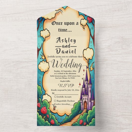 魅惑の森の城の森の森の妖精結婚物語 オールインワン招待状 (内側)