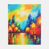 魅惑の森の夕日 フリースブランケット (正面)