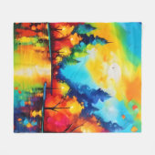 魅惑の森の夕日 フリースブランケット (正面(横))