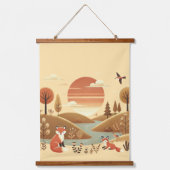 「魅惑の森の夕日 – 壁素晴らしの芸術 吊り下げ型タペストリー (正面)