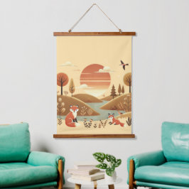 「魅惑の森の夕日 – 壁素晴らしの芸術 吊り下げ型タペストリー