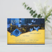 魅惑の森の夜の蝶の結婚式RSVPカード 招待状 (スタンド正面)
