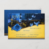 魅惑の森の夜の蝶の結婚式RSVPカード 招待状 (正面/裏面)