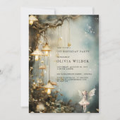 魅惑の森の女の子1st誕生日キノコの森 招待状 (正面)