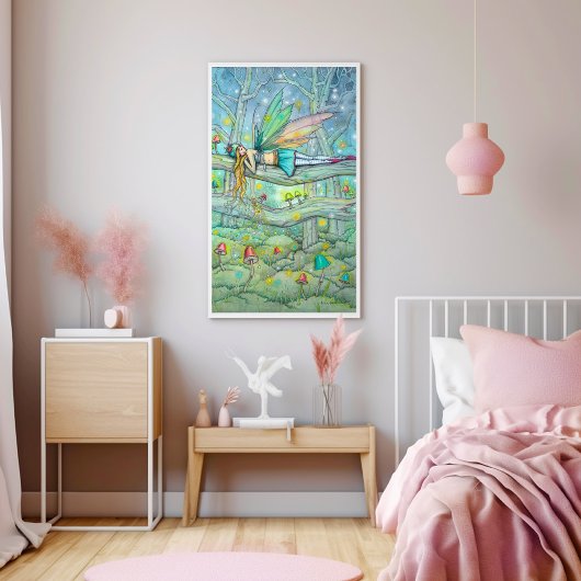 魅惑の森の妖精とキノコのファンタジーアート ポスター