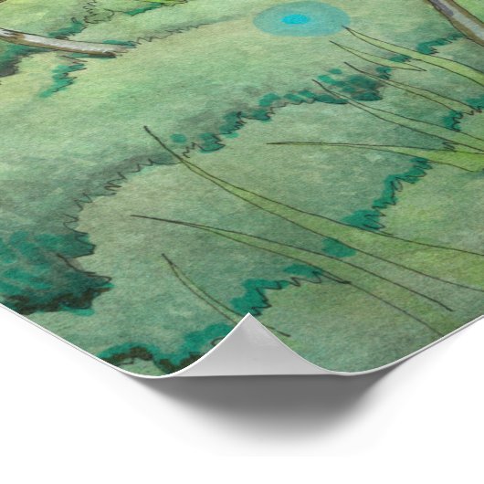 魅惑の森の妖精とキノコのファンタジーアート ポスター (角)