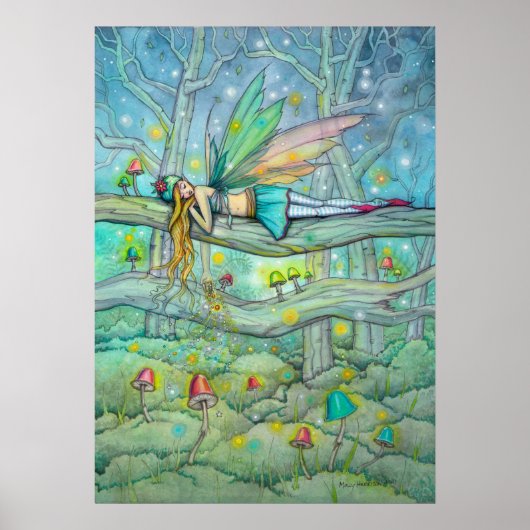 魅惑の森の妖精とキノコのファンタジーアート ポスター (正面)