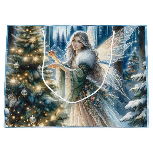 魅惑の森の妖精とクリスマスツリー ラージペーパーバッグ (正面)