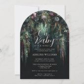 魅惑の森の妖精のウッドランドアーチベイビーシャワー 招待状 (正面)