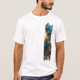 魅惑の森の妖精のブラッシュストローク絵を描 Tシャツ