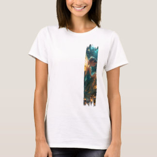 魅惑の森の妖精のブラッシュストローク絵を描 Tシャツ