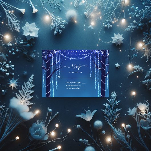 魅惑の森の妖精の光結婚の写真 出欠カード