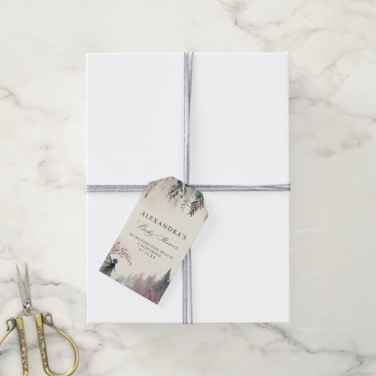 魅惑の森の妖精の山の赤ちゃんシャワー ギフトタグ (より糸付き)