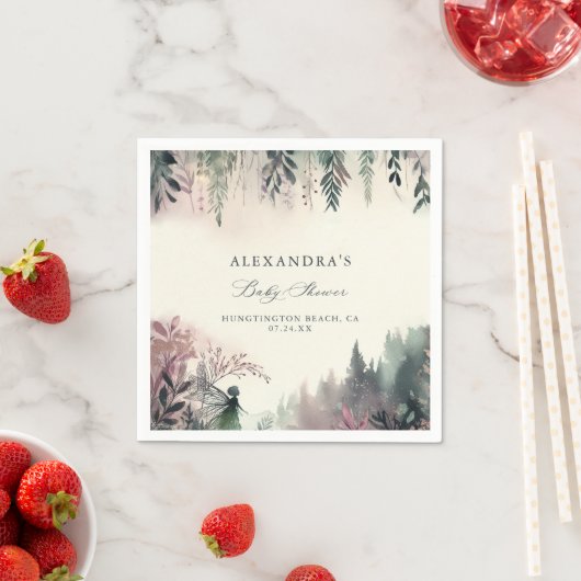 魅惑の森の妖精の山の赤ちゃんシャワー スタンダードカクテルナプキン (インサイチュ)