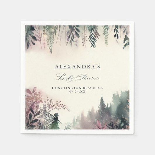 魅惑の森の妖精の山の赤ちゃんシャワー スタンダードカクテルナプキン (正面)