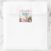 魅惑の森の妖精の庭のドアのピンク スクエアシール (バッグ)