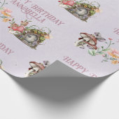 魅惑の森の妖精の庭のドアの紫 ラッピングペーパー (角)