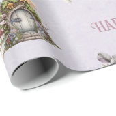 魅惑の森の妖精の庭のドアの紫 ラッピングペーパー (ロールコーナー)