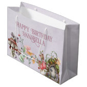 魅惑の森の妖精の庭のドアの紫 ラージペーパーバッグ (正面アングル)