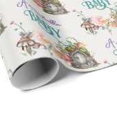 魅惑の森の妖精の庭のドア赤ちゃんシャワー ラッピングペーパー (ロールコーナー)
