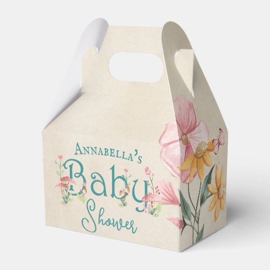 魅惑の森の妖精の庭の赤ちゃんシャワー フェイバーボックス (裏面サイド)