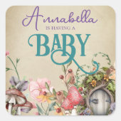 魅惑の森の妖精の庭オンヴィンテージ羊飼い スクエアシール (正面)