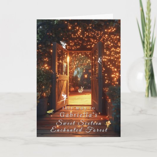 魅惑の森の妖精の戸口バニー 招待状 (正面)
