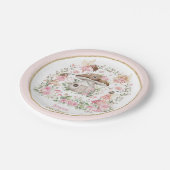 魅惑の森の妖精ピンクのフローラ赤ちゃんシャワー ペーパープレート (アングル)