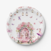 魅惑の森の妖精ピンクの誕生日パーティー ペーパープレート (正面)