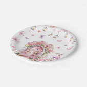 魅惑の森の妖精ピンクの誕生日パーティー ペーパープレート (アングル)