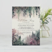 魅惑の森の山妖精の女の子の赤ちゃんシャワー 招待状 (スタンド正面)