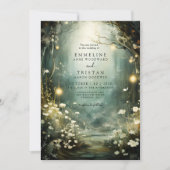 魅惑の森の庭園のパス結婚グリーン 招待状 (正面)