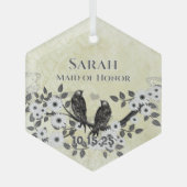 魅惑の森の愛結婚鳥 ガラスオーナメント (正面)