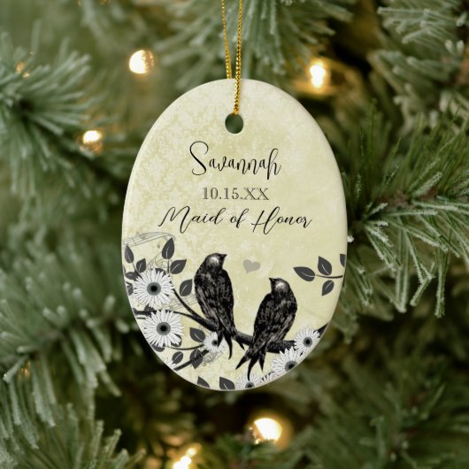 魅惑の森の愛結婚鳥 セラミックオーナメント (ツリー)