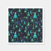 魅惑の森の木のパターン スタンダードカクテルナプキン (正面)