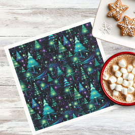 魅惑の森の木のパターン スタンダードカクテルナプキン