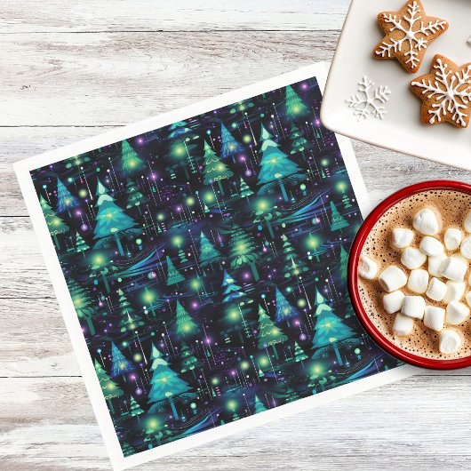 魅惑の森の木のパターン スタンダードカクテルナプキン