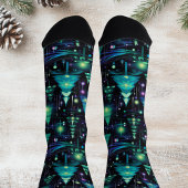 魅惑の森の木のパターン ソックス