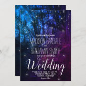 魅惑の森の木の妖精のライト結婚ズ 招待状 (正面/裏面)