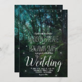 魅惑の森の木の妖精のライト結婚ズ 招待状 (正面/裏面)