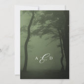 魅惑の森の木の濃い緑の結婚式 招待状 (裏面)