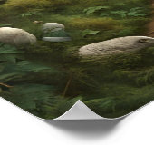 魅惑の森の木の鳥の蝋燭 ポスター (角)