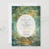 魅惑の森の木結婚の黄金 招待状 (正面)