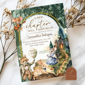 魅惑の森の本おとぎ話の赤ちゃんシャワー 招待状